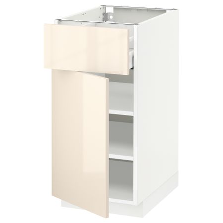 Напольный шкаф с ящиком, дверью МЕТОД / МАКСИМЕРА, белый, Рингульт кремовый