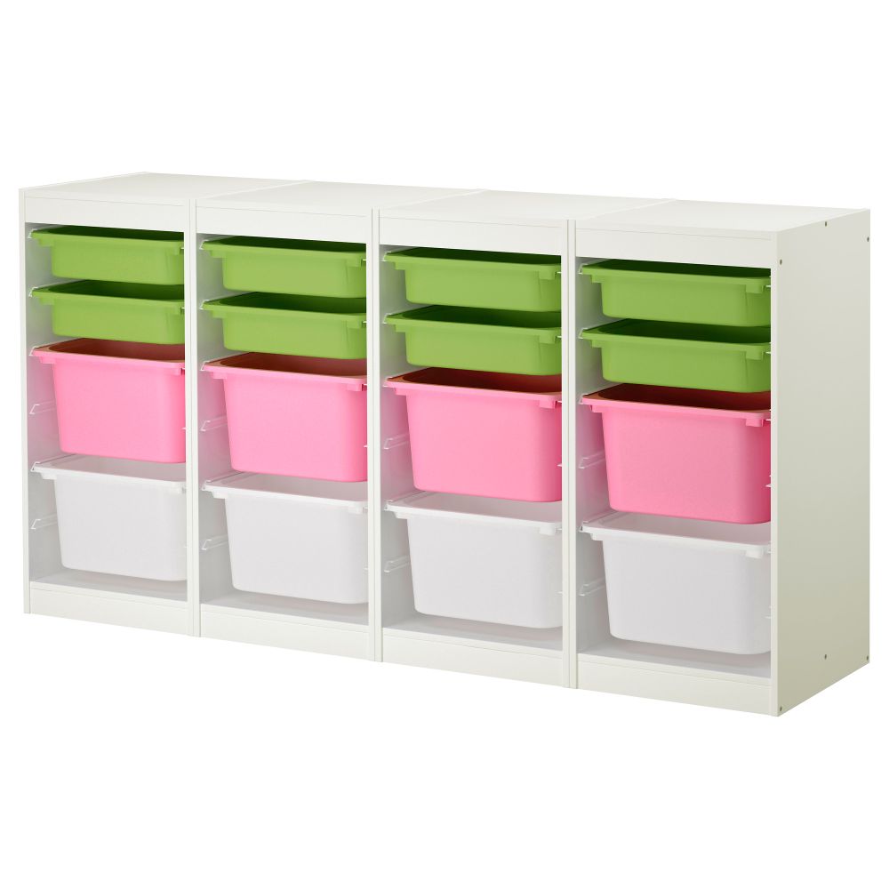 Комбинация для хранения ТРУФАСТ, белый, разноцветный (184x30x94 см) - схема-чертеж с размерами