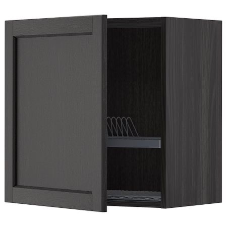Навесной шкаф с сушилкой, черный, Lerhyttan черная морилка, 60x60 см IKEA METOD МЕТОД 194.545.38