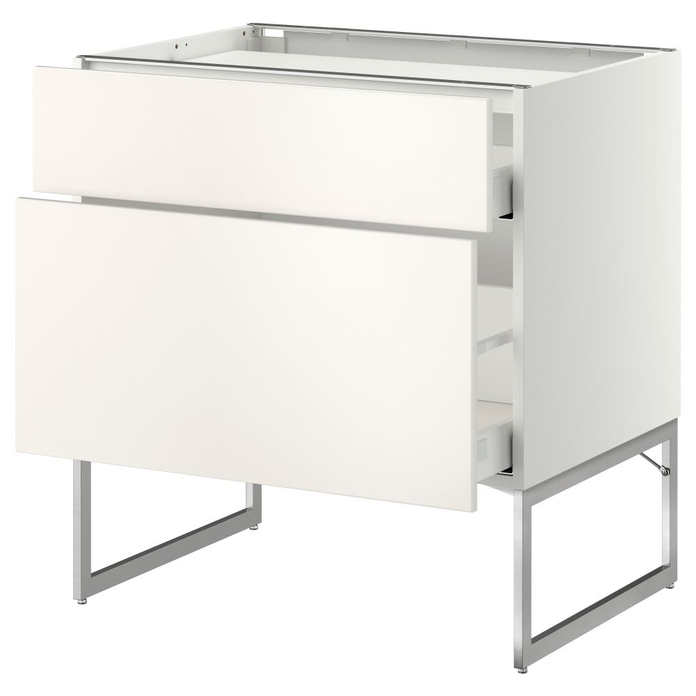 Напольный шкаф, 2 фронтальных панели, 3 ящика МЕТОД / МАКСИМЕРА, белый, Веддинге белый - схема-чертеж с размерами