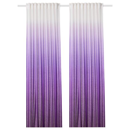 Гардины, 1 пара, сиреневый/белый 145x300 см IKEA STRANDTRIFT СТРАНДТРИФТ 004.472.65