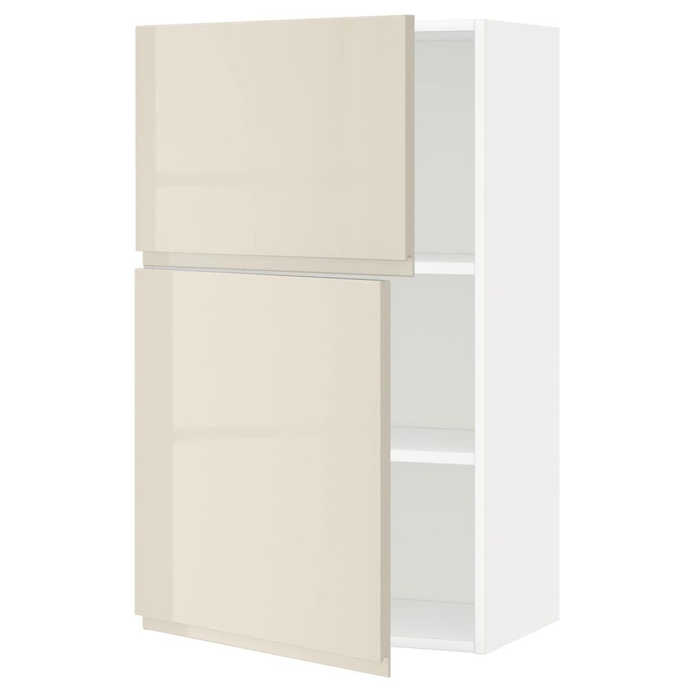 Навесной шкаф с полками/2дверцы, белый/Воксторп глянцевый светло-бежевый 60x100 см IKEA METOD МЕТОД 792.406.86 - схема-чертеж с размерами