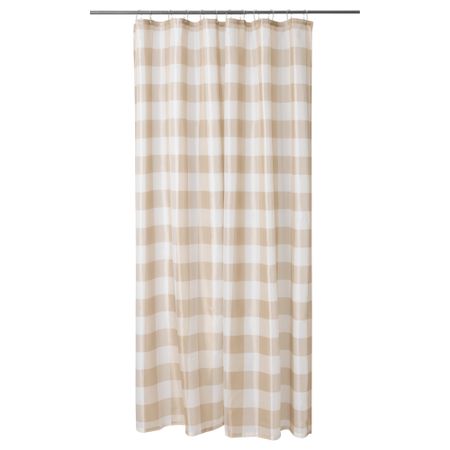 Штора для ванной АГГЕРСУНД, бежевый, белый (180x200 см)