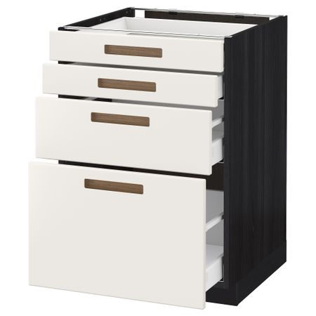 Напольный шкаф 4 фронтальных панели, 4 ящика МЕТОД / МАКСИМЕРА, черный, Мэрста белый