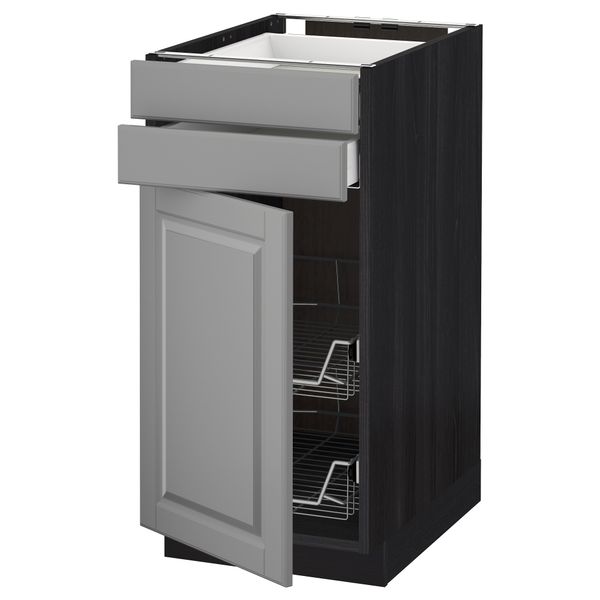 Напольный шкаф, дверца, 2 ящика, проволочных корзин МЕТОД / МАКСИМЕРА, черный, Будбин серый - схема-чертеж с размерами