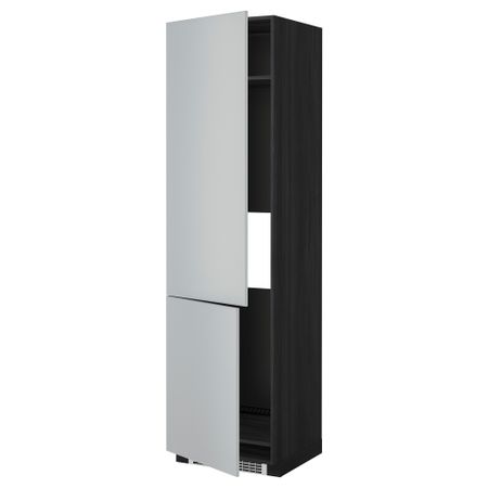 Высокий шкаф для холодильника/морозильника, 2 дверцы МЕТОД, черный, Веддинге серый (60x60x220 см)