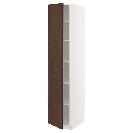 METOD Высокий шкаф с полками - белый/Sinarp коричневый 40x60x200 см