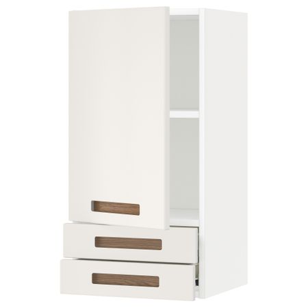 Навесной шкаф с дверцей, 2 ящика МЕТОД / ФОРВАРА, белый, Мэрста белый