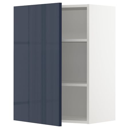 Шкаф навесной с полкой, белый/Ерста черно-синий 60x80 см IKEA METOD МЕТОД 492.755.64
