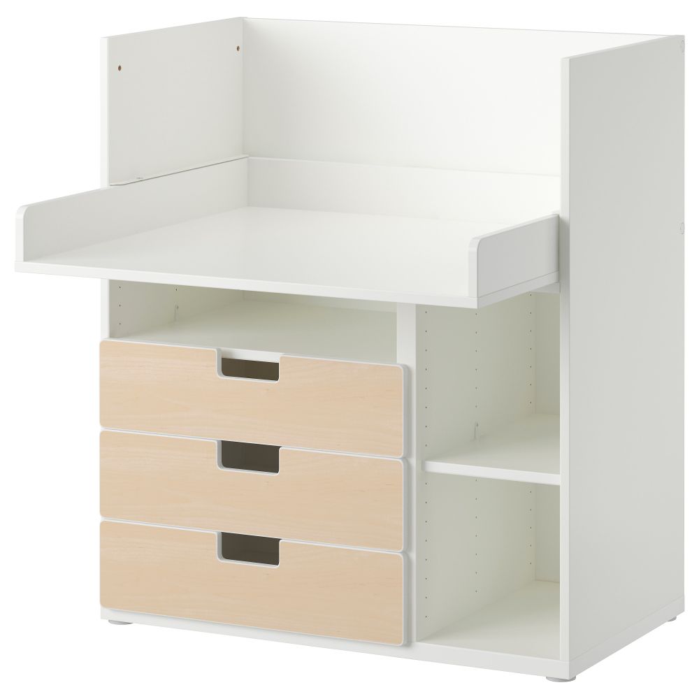 Стол с 3 ящиками СТУВА, белый, береза (90x79x102 см) - фото 1