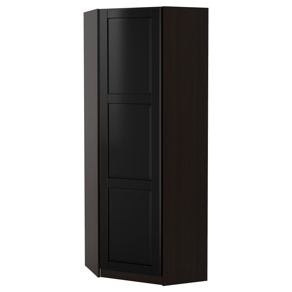 Гардероб угловой ПАКС, черно-коричневый, Ундредаль черный - фото 1