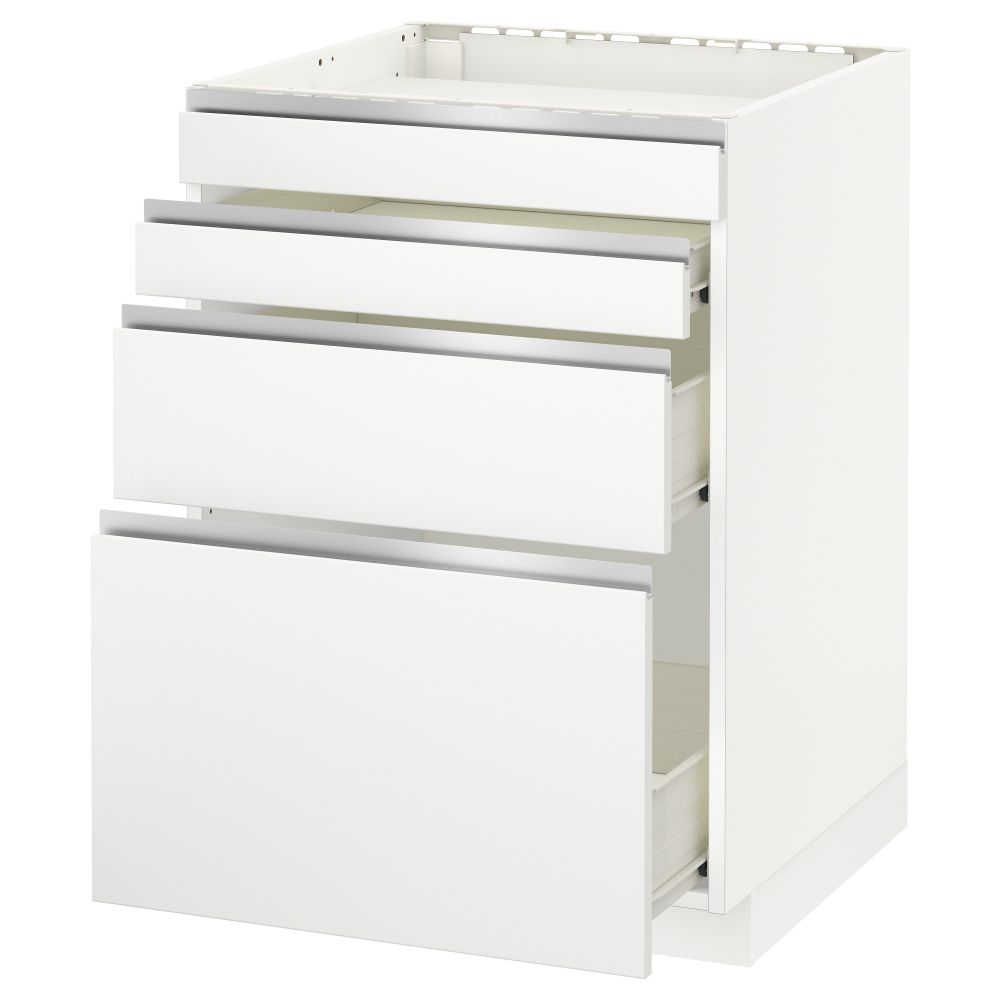 Напольный шкаф для духовки, 4фасада, 3 ящика МЕТОД / ФОРВАРА, белый, Нодста белый - схема-чертеж с размерами