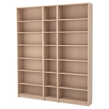 Стеллаж с верхними полками, 200x28x237 см, дубовый шпон, беленый IKEA BILLY БИЛЛИ 892.499.45