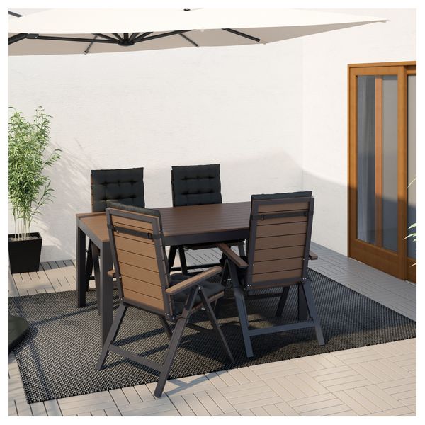 Стол + 4 кресла, для сада ФАЛЬСТЕР, черный, Холло черный - фото 2