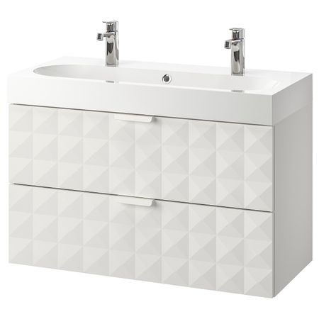 Шкаф для раковины с 2 ящ, Решён белый, БРОГРУНД смеситель 100x48x68 см IKEA ГОДМОРГОН / БРОВИКЕН 292.924.99