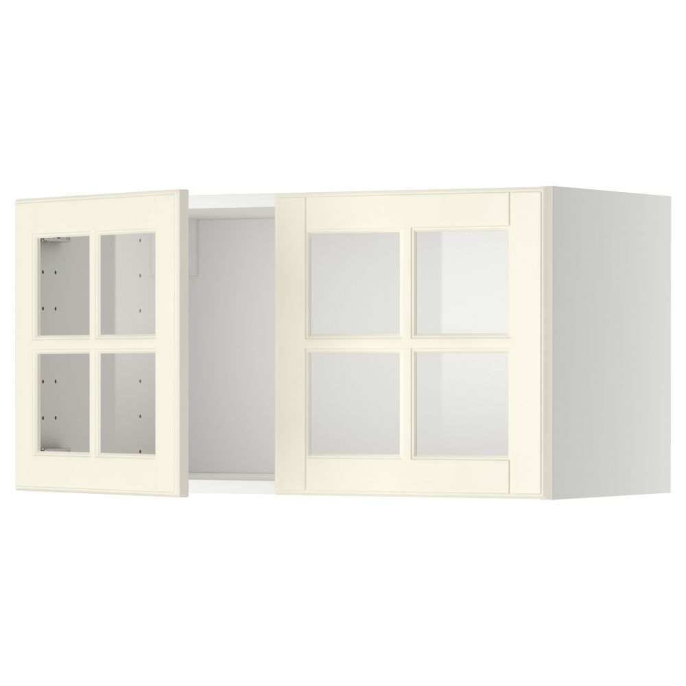 Навесной шкаф с 2 стеклянная дверями МЕТОД, белый, Будбин белый с оттенком (80x40 см) - схема-чертеж с размерами