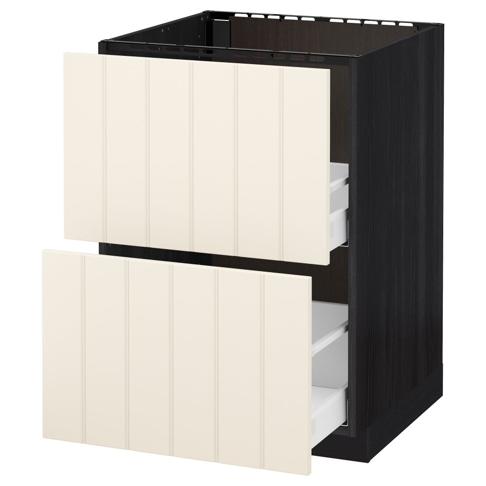 Напольный шкаф под мойку + 2 фронтальных панели, 2 ящика МЕТОД / МАКСИМЕРА, черный, Хитарп белый с оттенком - схема-чертеж с размерами