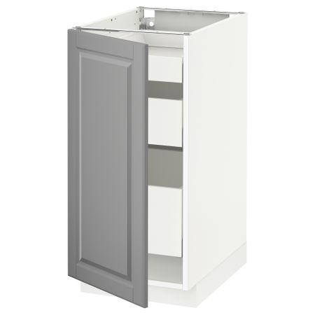 Напольный шкаф с 1 дверцей, 3 ящика МЕТОД / МАКСИМЕРА, белый, Будбин серый