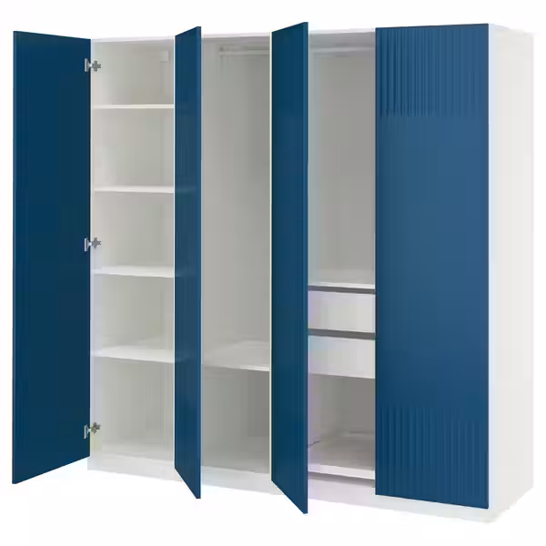 PAX / FYRUDDEN Гардероб, комбинация - белый/синий 200x60x201 см - фото 1