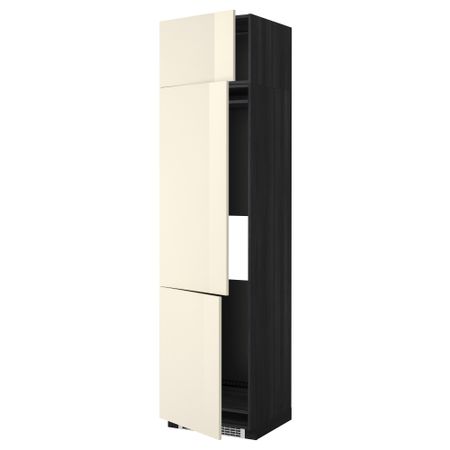 Высокий шкаф для холодильника или морозильника, с 3 дверями МЕТОД, черный, Рингульт кремовый
