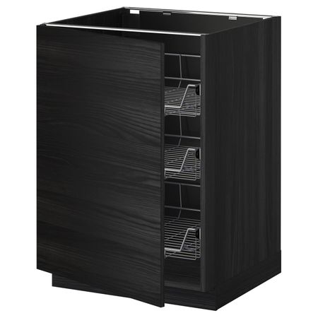 Напольный шкаф с проволочные ящиками, черный, Тингсрид черный 60x60 см IKEA МЕТОД 592.317.77