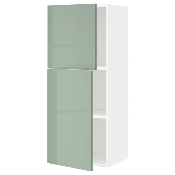 Навесной шкаф с полками/2дверцы, белый, Калларп светло-зеленый, 40x100 см IKEA МЕТОД 092.455.31 - схема-чертеж с размерами
