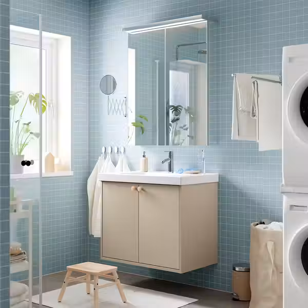 HAVBÄCK Шкаф под раковину с дверцами - бежевый 80x48x63 см - фото 2