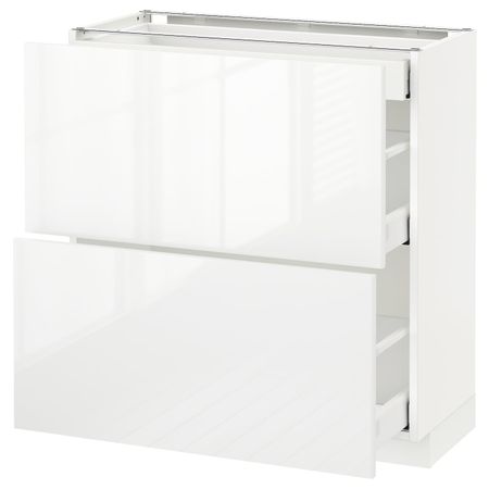 Напольный шкаф/2фасада/3ящика, белый/Рингульт белый 80x37 см IKEA METOD МЕТОД / MAXIMERA МАКСИМЕРА 392.361.39