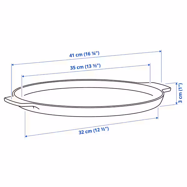 HAVSTULPAN Сковорода для пиццы - чугун 35 см - схема-чертеж с размерами