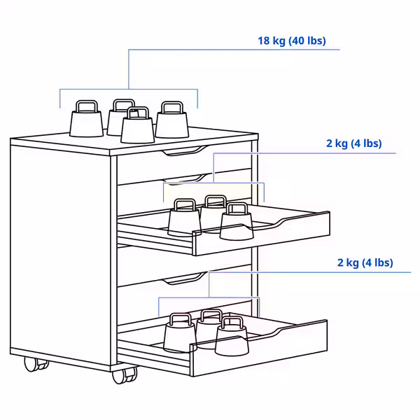 ALEX Тумба с ящиками на колесах - белая морилка/под дуб 67x66 см - фото 4