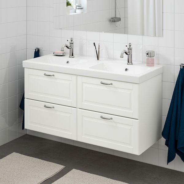 Шкаф для раковины с 4 ящик, 123x49x64 cm IKEA ODENSVIK ОДЕНСВИК, GODMORGON ГОДМОРГОН 992.472.34 - фото 3