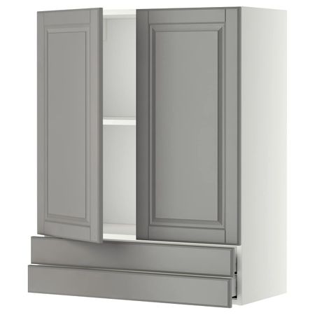 Навесной шкаф/2дверцы/2ящика, белый/Будбин серый 80x100 см IKEA METOD МЕТОД / MAXIMERA МАКСИМЕРА 492.320.51