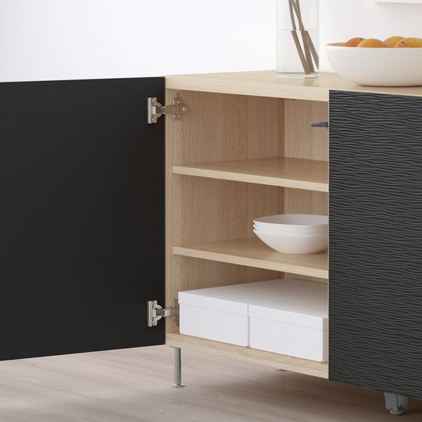 Комбинация для хранения с дверцами, под беленый дуб, лаксвик/сталларп черный 120x40x74 см IKEA БЕСТО 292.670.27 - фото 4