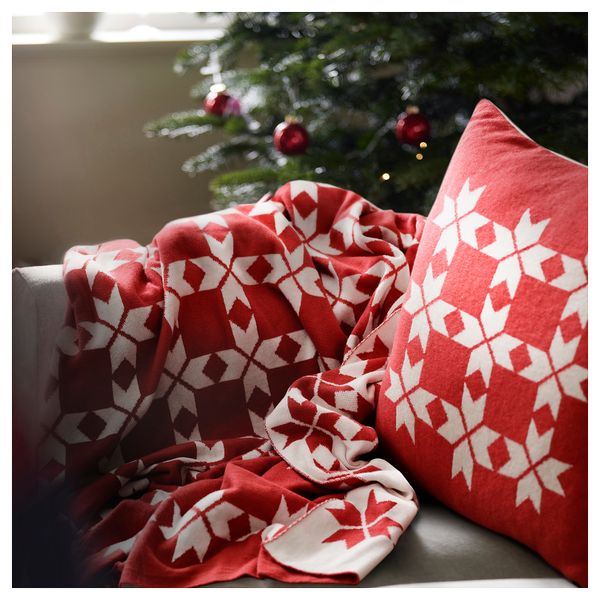 Плед, 130x170 см, красный, белый IKEA VINTERFINT 805.654.10 - фото 3