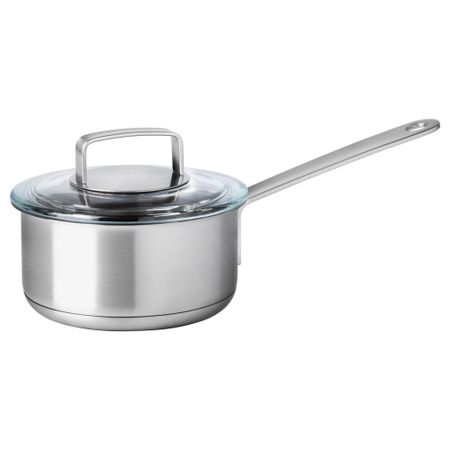 Ковш с крышкой ИКЕА/365+, нержавеющ сталь, стекло (1 л)