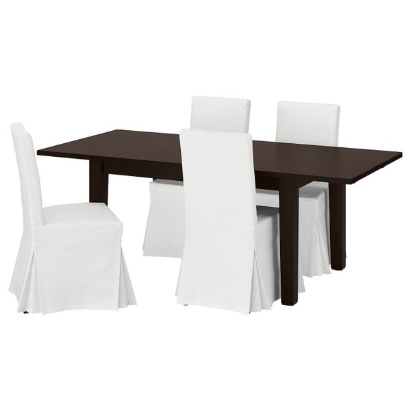 Стол и 4 стула, коричнево-чёрный, Блекинге белый, 147x204 см IKEA СТУРНЭС / ХЕНРИКСДАЛЬ 292.969.11 - схема-чертеж с размерами