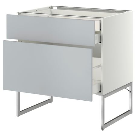 Напольный шкаф 2 фронтальных панели, 2 нижних,1 встроенный ящик МЕТОД / МАКСИМЕРА, белый, Веддинге серый