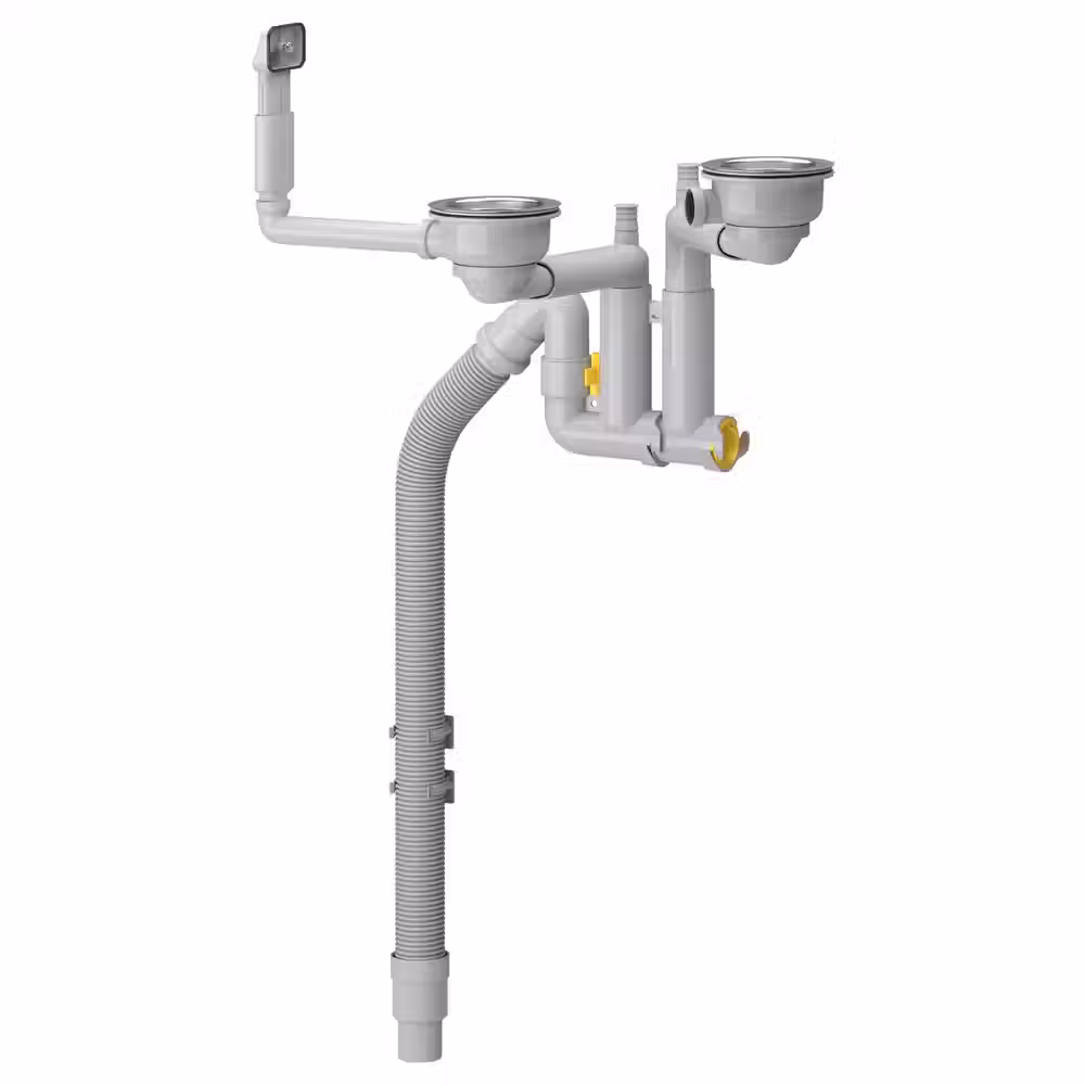 LILLVIKEN Сифон/выпуск д/двойной мойки - схема-чертеж с размерами