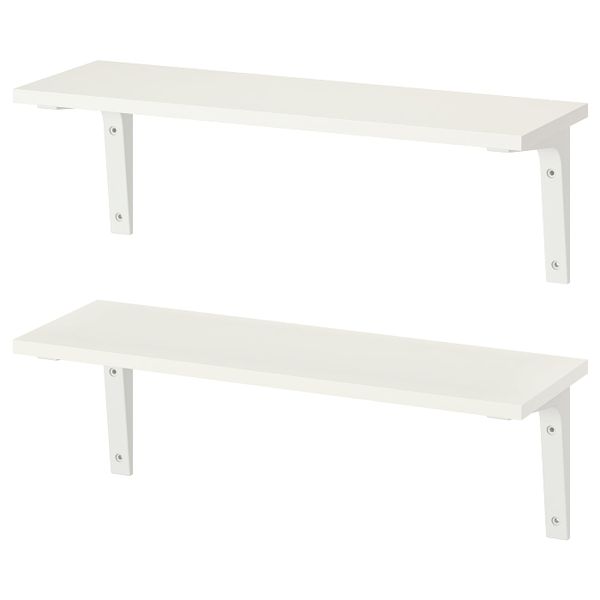 Навесная полка, комбинация, белый, белый, 59x20 см IKEA БУРГУЛЬТ / ЭКБИ СТЁДИС 692.912.09 - фото 1