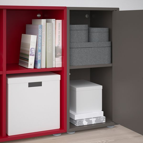 Комбинация шкафов с ножками, темно-серый/красный 105x35x72 см IKEA ЭКЕТ 092.864.56 - фото 3