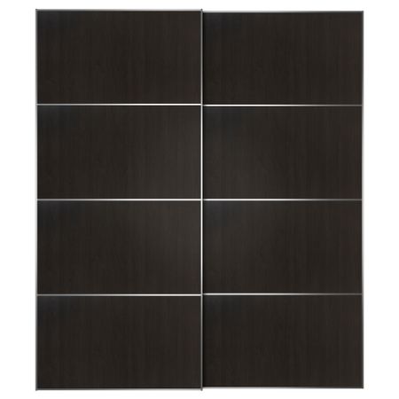 Пара раздвижных дверей ВОЛЬДА, черно-коричневый, цвет алюминия