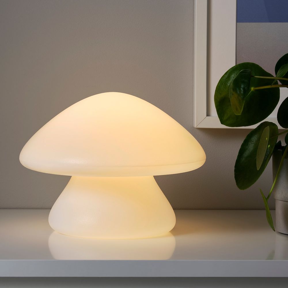 Декоративная подсветка, светодиоды, с батарейным питанием для дома, улицы/гриб белый 20 см IKEA HÖSTFEST ХЁСТФЕСТ 604.703.28 - фото 1