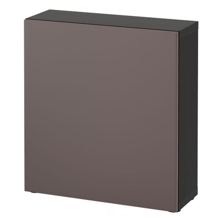 Стеллаж с дверью БЕСТО, черно-коричневый, Вальвикен темно-коричневый (60x20x64 см)