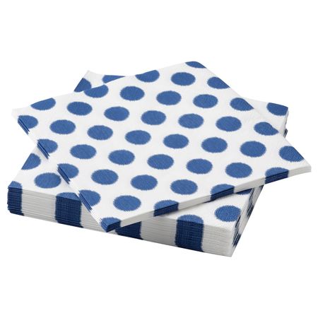 Салфетка бумажная, точечный/синий 33x33 см IKEA VATTENDANS ВАТТЕНДАНС 704.980.77
