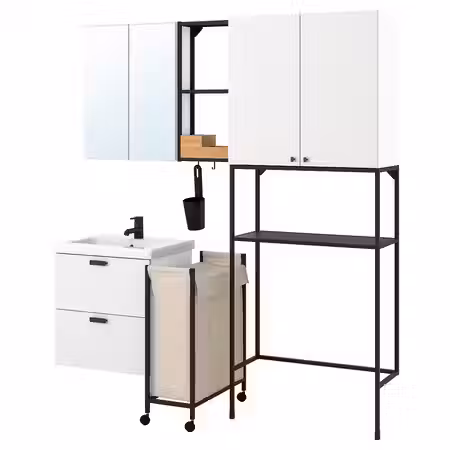 ENHET Комбинация для домашней прачечной - антрацит/белый 180x43x204 см