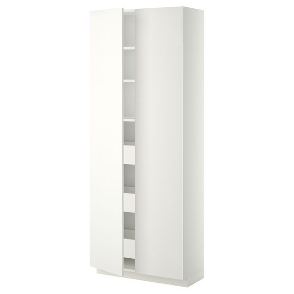 Высокий шкаф с ящиками, 2 дверцы МЕТОД / МАКСИМЕРА, белый, Хэггеби белый (80x37x200 см) - фото 1