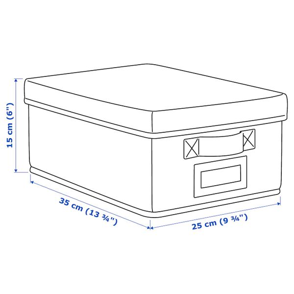 Коробка с крышкой, синий, белый 25x35x15 см IKEA СТОРСТАББЕ 303.983.53 - фото 6