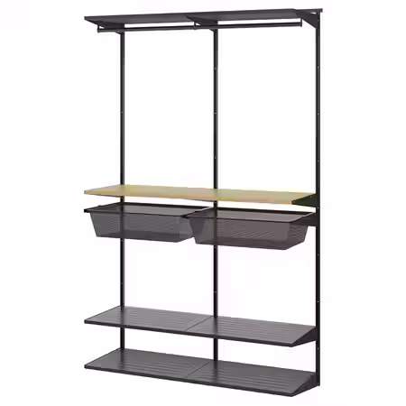 BOAXEL Гардероб, комбинация - антрацит/дуб 125x40x201 см