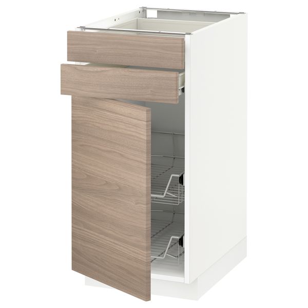 Напольный шкаф, дверца, 2 ящика, проволочных корзин МЕТОД / ФОРВАРА, белый, Брокхульт светло-серый - схема-чертеж с размерами