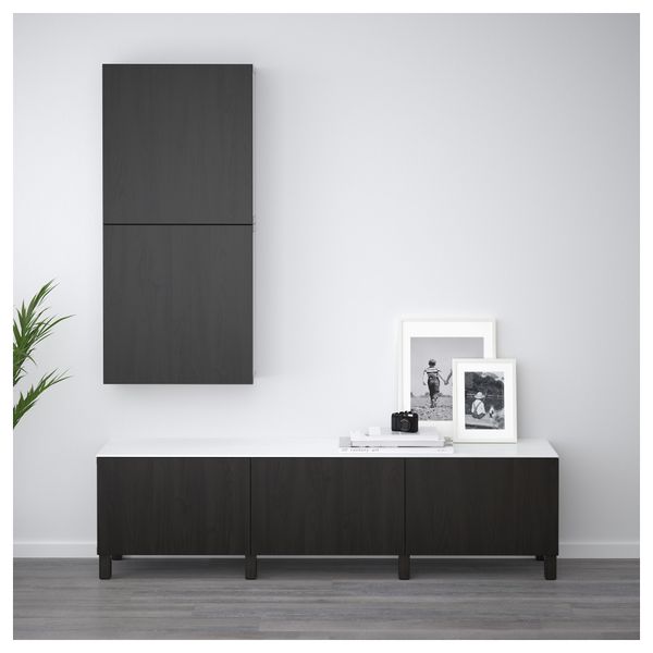 Комбинация для хранения с ящиками БЕСТО, черно-коричневый, Лаппвикен черно-коричневый (180x42x48 см) - схема-чертеж с размерами